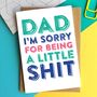 Dad I'm Sorry Being A Little Shit Greeting Card, thumbnail 1 of 2