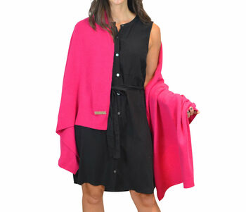 Fuchsia Pink 100% Cashmere Travel Wrap Gift Boxed, 3 of 11
