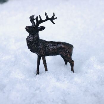 Miniature Bronze Stag Sculpture 8th Anniversary Gift, 7 of 12