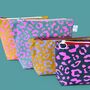 Large Cosmetic Bag Pink Waves On Dark Grey, thumbnail 2 of 3