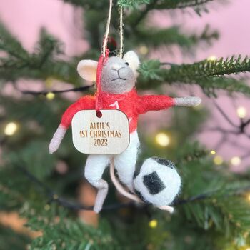 Personalised Football Mouse Christmas Decoration, 2 of 4