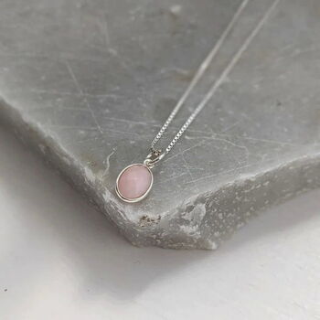 Pink Opal Oval Gemstone Necklace, 3 of 11