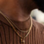 Mini Vintage Gold Hammered Initial Necklace For Men, thumbnail 2 of 12