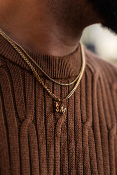 Mini Vintage Gold Hammered Initial Necklace For Men, 2 of 12