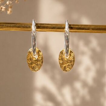 Coin Drop Silver Hoop Earrings, 6 of 11