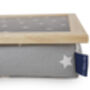 Bean Bag Cushioned Lap Tray Grey Star Fabric Wood Frame, thumbnail 3 of 4