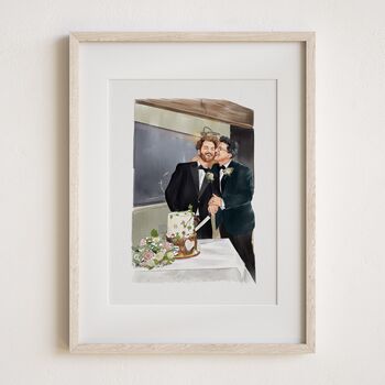 Personalised Couple Portrait – Hand Drawn Watercolour Lgbtq Gift, 7 of 11