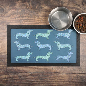 Dachshund Dog Placemat Mat, Blues And Greens, 8 of 8