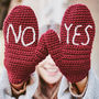 Handmade Yes No Embroidered Mittens, thumbnail 1 of 8