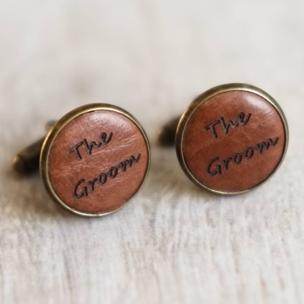 Image of Personalised Real Leather Cufflinks