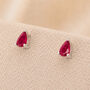 Sterling Silver Pear Cut Teardrop Pink Ruby Stud Earrings, thumbnail 1 of 3