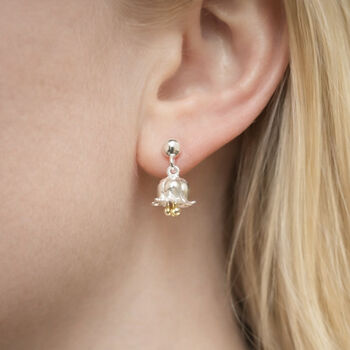 Sterling Silver Lily Of The Valley Flower Stud Earrings – 13mm X 7mm, 5 of 5