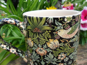 Jumbo Mug In Vintage William Morris Black Strawberry Thief Design, 6 of 6