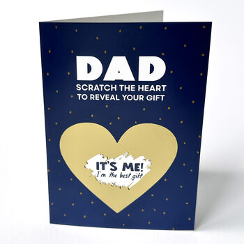 Gold Heart Scratch Reveal Gift A6 Funny Father's Day Birthday Card For Dad, 5 of 5