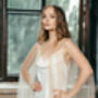 White Wedding Dress Cover Up | Pearl Cape Veil, thumbnail 3 of 12
