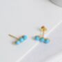 Turquoise Triple Gemstone Stud Earrings, thumbnail 1 of 9