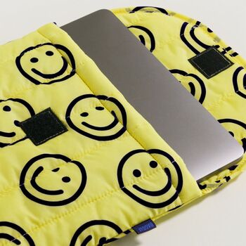 Smiley Face Quilted Puffy Laptop / Tablet Sleeve Case, 3 of 3