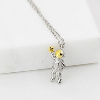 Sterling Silver Astronaut Pendant Necklace, 5 of 10