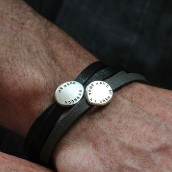 Men's Nappa Leather Personalised Bracelet, 3 of 4