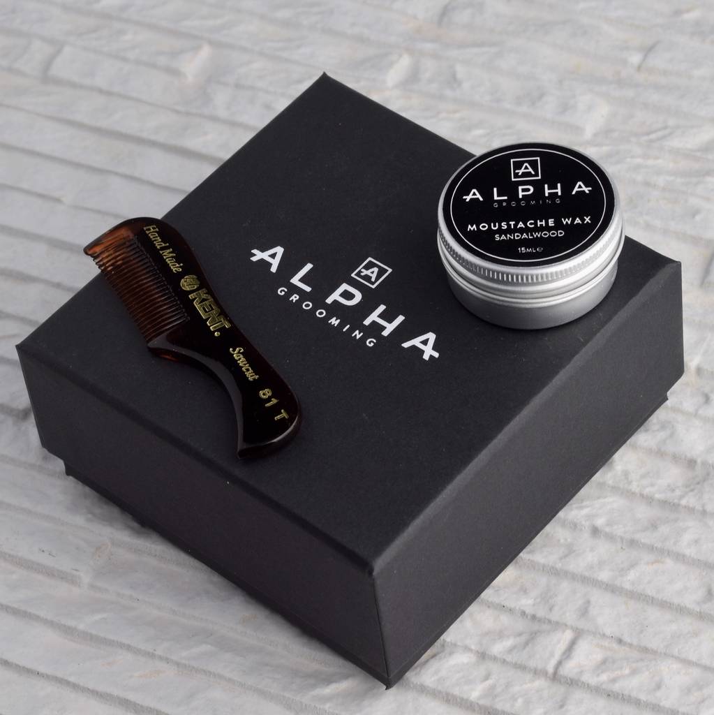 Moustache Wax And Comb Gift Box By Alpha Grooming