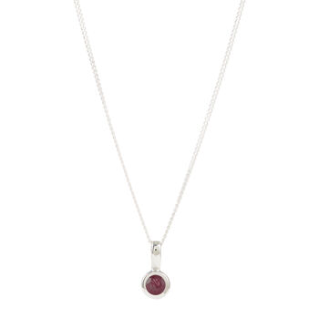 July Birthstone Ruby Silver/Gold Plated Charm Necklace, 6 of 12