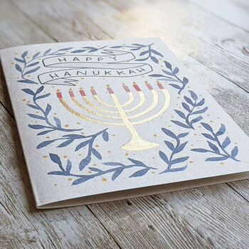 Happy Hanukkah Hand Painted Card, 2 of 3