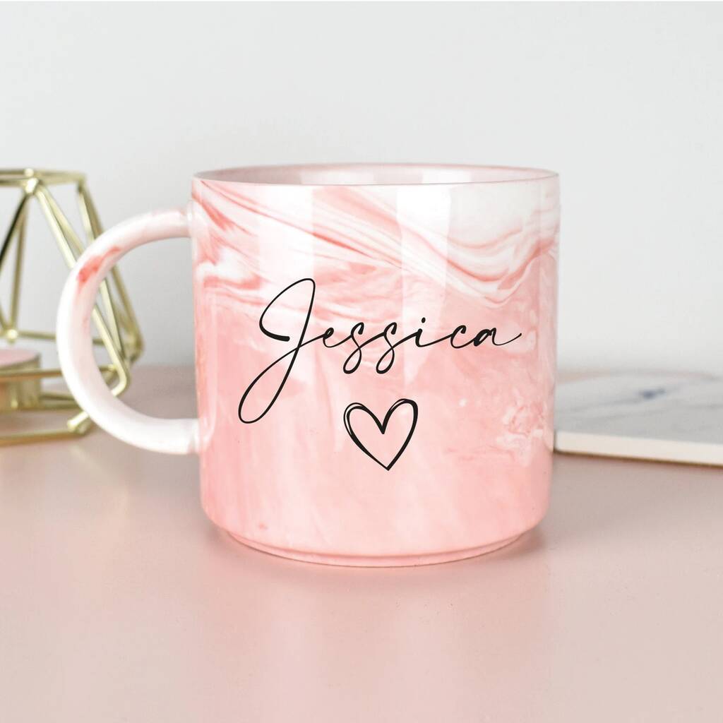 Personalised Pink Marble Effect Mug, 1 of 2