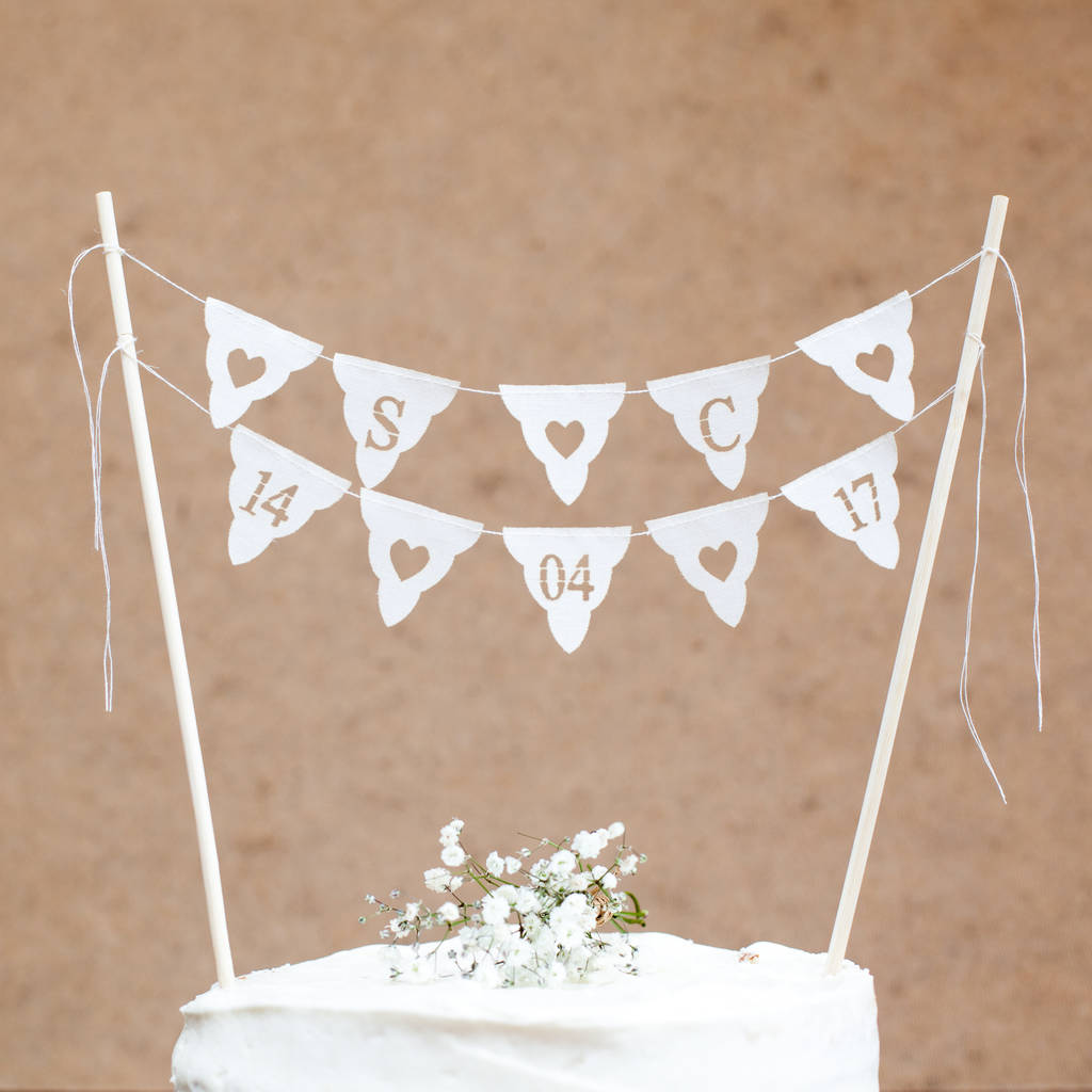 Wedding Cake Bunting Initials and Date Personalised
