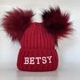 Wine Red Embroidered Knitted Baby Hat, thumbnail 5 of 6