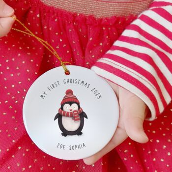 Personalised 1st Christmas Penguin Decoration, 2 of 6