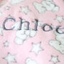 Personalised Pink Teddy And Stars Baby Blanket, thumbnail 2 of 7