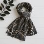 Monochrome Leaf Sketch Scarf, thumbnail 1 of 6