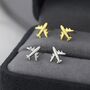 Sterling Silver Tiny Plane Stud Earrings, thumbnail 2 of 12