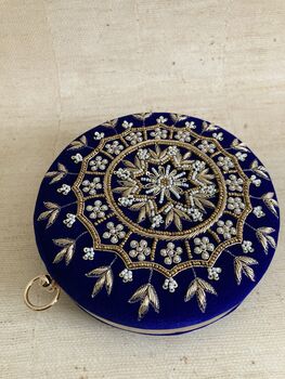 Royal Blue Velvet Bangle Clutch Bag, 4 of 8