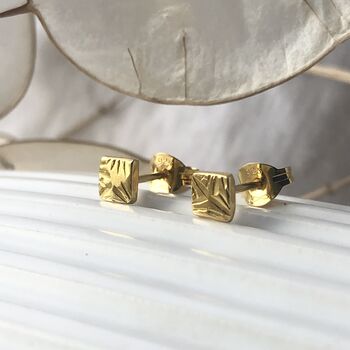 Small Square Textured Studs, 4 of 12
