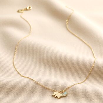 Mum And Baby Elephant Charm Necklace In Gold, 4 of 5