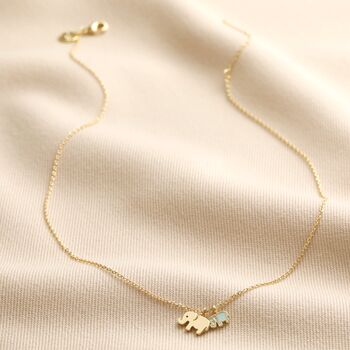 Mum And Baby Elephant Charm Necklace In Gold, 4 of 4