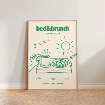 Bed And Brunch Social Club Illustration Wall Print, 3 of 8
