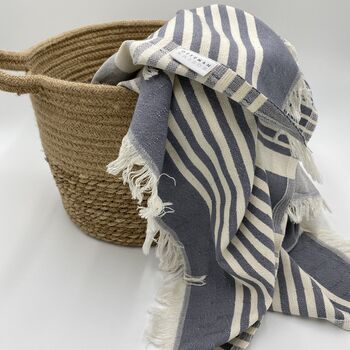 Amalfi Striped Peshtemal Towel Pebble Grey, 4 of 12
