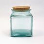 Set Of Recycled Glass Storage Jars | Square + Cork Lids, thumbnail 4 of 5
