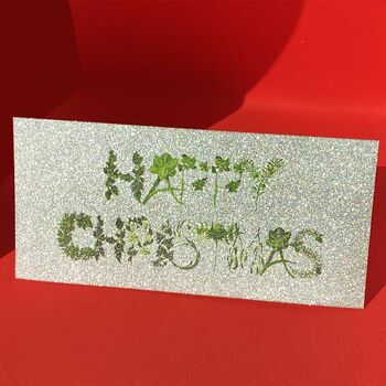Glittery Botanical Happy Christmas Card, 2 of 3