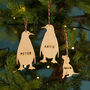 Personalised Wooden Penguin Family Decoration, thumbnail 2 of 3