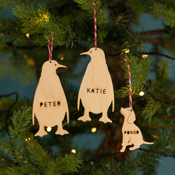 Personalised Wooden Penguin Family Decoration, 2 of 3