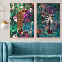 Zebra In Heels In Tropical Flower Jungle Wall Art Print, thumbnail 3 of 6