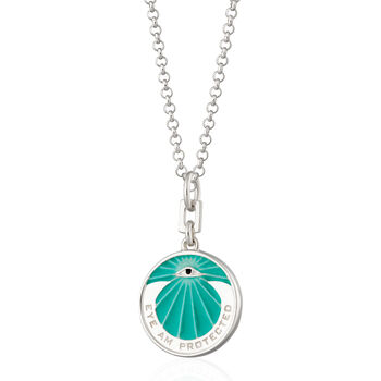 Eye Am Protected Turquoise Enamel Coin Necklace, 11 of 12