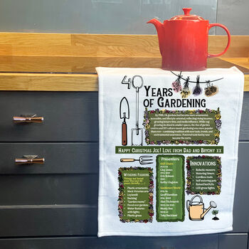 40 Years Of Gardening 40th Birthday Gift Tea Towel, 5 of 6