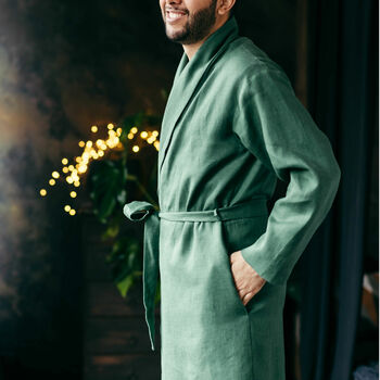 Men's Linen Robe, 10 of 12