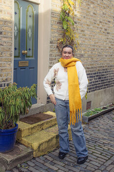 Yellow Colour Block Warm Wrap Scarf, 5 of 5