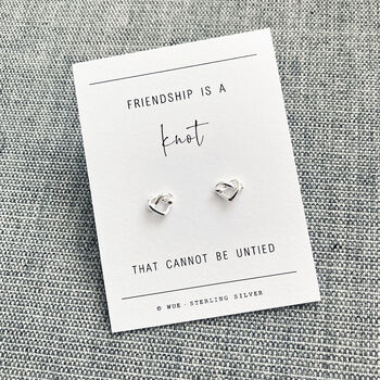 Friendship Knot Heart Silver Stud Earrings, 3 of 5