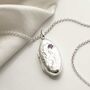 Sterling Silver Oval Locket Necklace With Amethyst, thumbnail 3 of 9